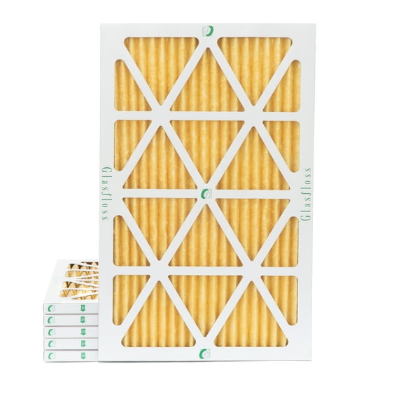 6 Pack of 12x24x1 MERV 11 Pleated Air Filters by Glasfloss. Actual Size: 11-3/8 x 23-3/8 x 7/8
