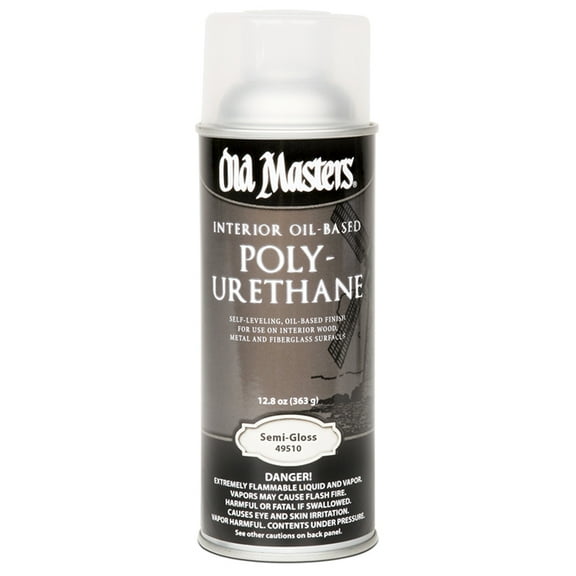 6 Pack of 13 oz Old Masters 49510 Clear Polyurethane Interior Oil-Based Spray Finish, Semi-Gloss