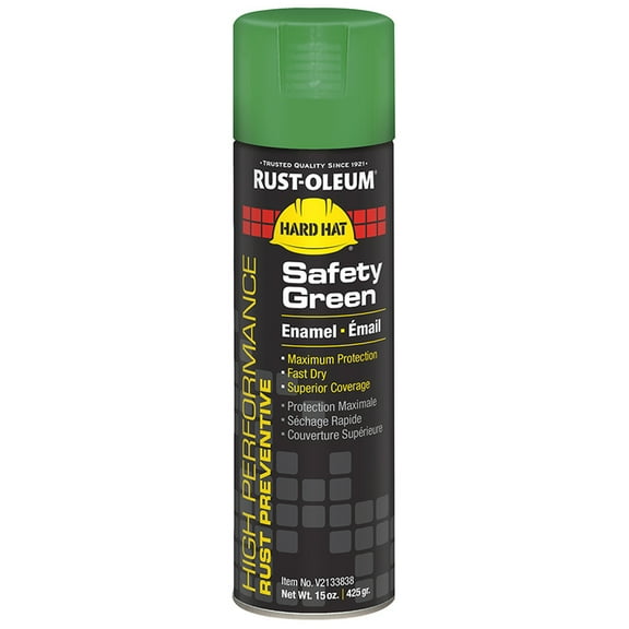 6‐Pack of 15 oz Rust‐Oleum Brands V2133838 Safety Green Hard Hat Enamel Spray Paint