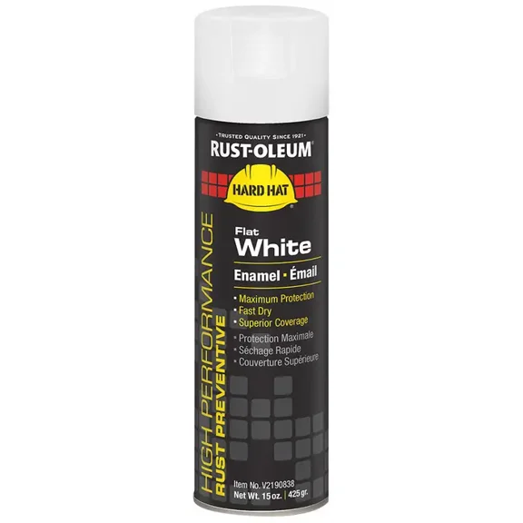 6‐Pack of 15 oz Rust‐Oleum Brands V2190838 White Hard Hat Enamel Spray Paint, Flat