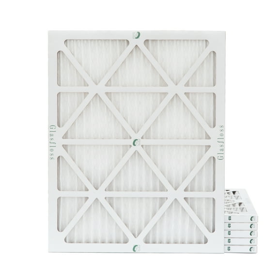 6 Pack of 16x20x1 MERV 10 Pleated Air Filters by Glasfloss. Actual Size: 15-1/2 x 19-1/2 x 7/8