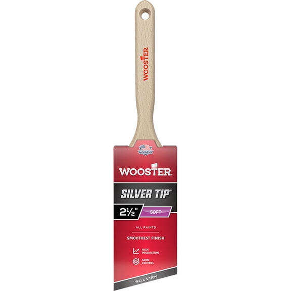 6‐Pack of 2‐1/2" Wooster 5221 Silver Tip CT Polyester Angle Sash Paint Brush
