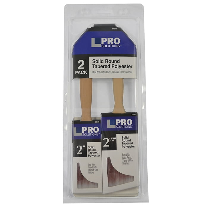 6-Pack of 2” & 2-1/2” Pro Solutions 22251 SRT Polyester Paint Brush Set, 2-Piece