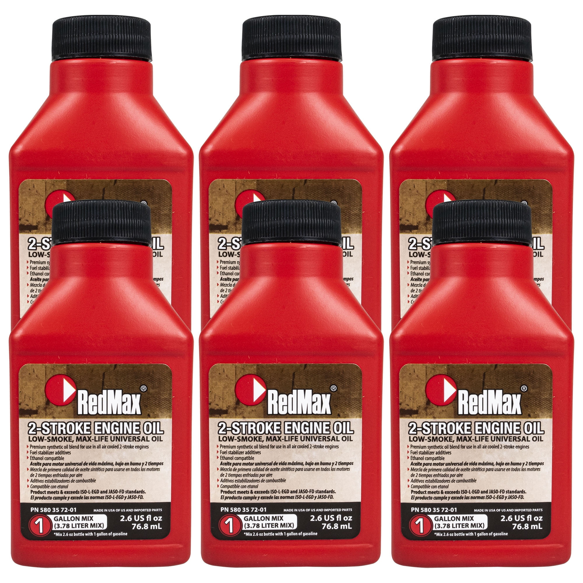 6 Pack Of 2 6oz Bottles Of RedMax Synthetic 2 Stroke Cycle Oil W Fuel 