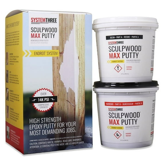 6-Pack of 2-Quart Kit System Three Resins 1620k20 SculpWood Max High-Compressive Strength Two-Part Epoxy Putty Compound