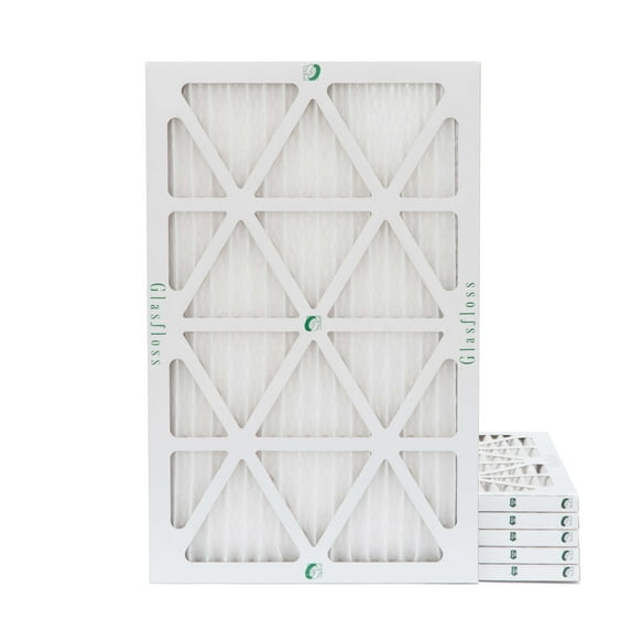 6 Pack of 20x30x1 MERV 13 Pleated Air Filters by Glasfloss. Actual Size: 19-5/8 x 29-5/8 x 7/8