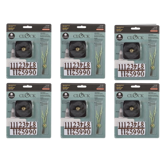 Walnut Hollow 6-Pack Clock Motors for 3/8in. Thick Surfaces, Use for Repair or Create Your Own Clock