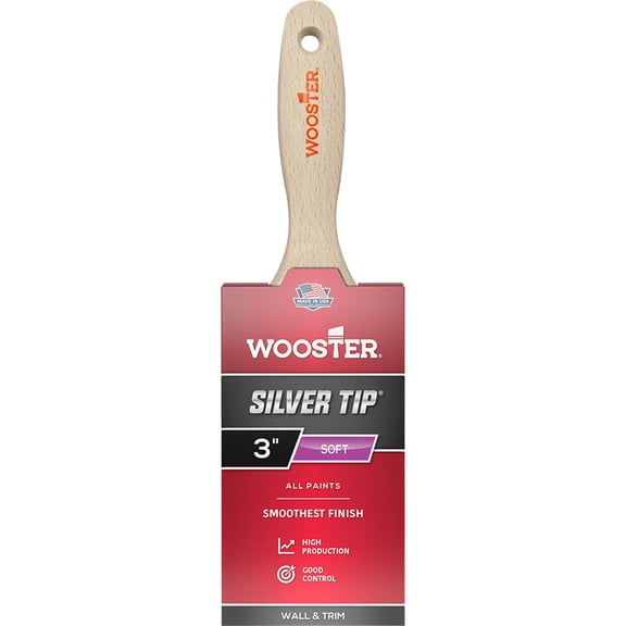 6-Pack of 3” Wooster Brush Company 5222 Silver Tip CT Polyester Flat Varnish Paint Brush