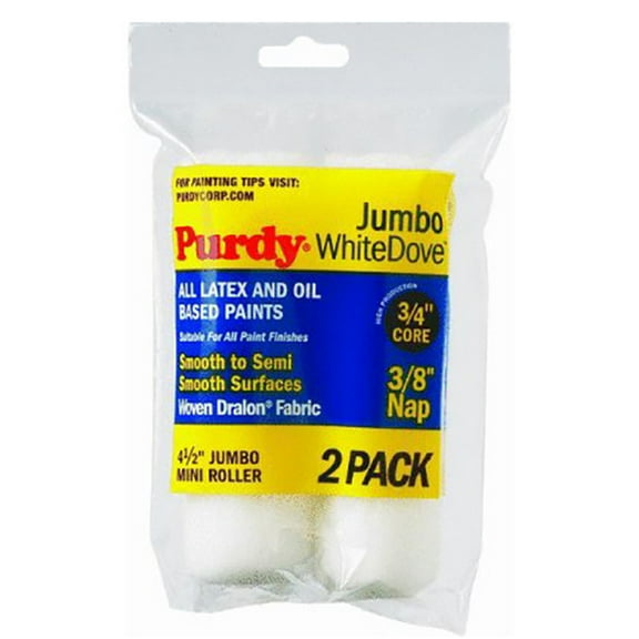 6-Pack of 4-1/2” x 3/8” Nap Purdy 14G624012 White Dove Jumbo Mini-Roller Cover, Woven, 2-Pack