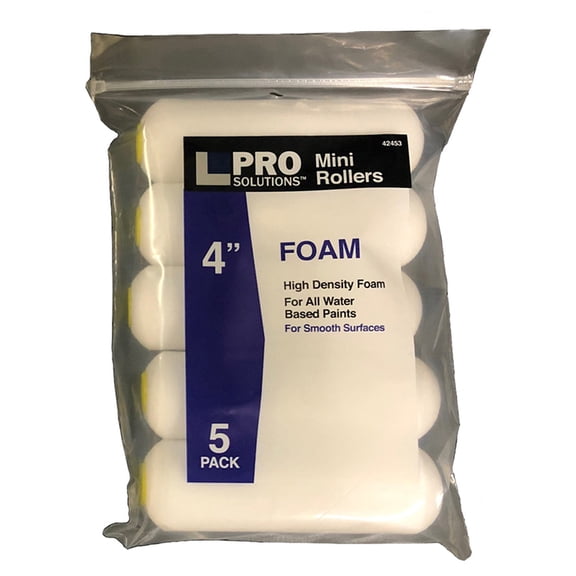 6-Pack of 4” Pro Solutions 42453 Foam Mini-Roller Cover, 5-Pack