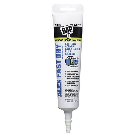 6-Pack of 5.5 oz Dap 11425 White Alex Fast Dry Acrylic Latex Caulk Plus Silicone