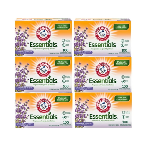 6 Pack of Arm & Hammer Fabric Softener Dryer Sheets, Lavender & Linen Scent, 100 Count