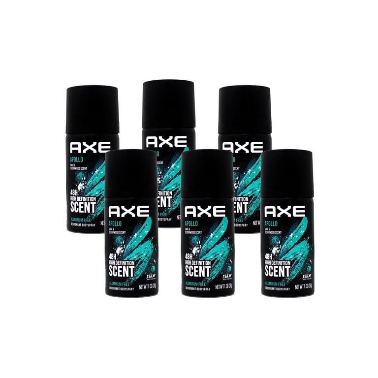 AXE Apollo Deodorant Body Spray, Sage & Cedarwood 1 oz 6pk