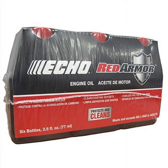 6 Pack of Echo Red Armor 2-Stroke Engine Oil 2.6 oz Bottle 50:1 Mix for 1 Gallon 6550001S-6PK