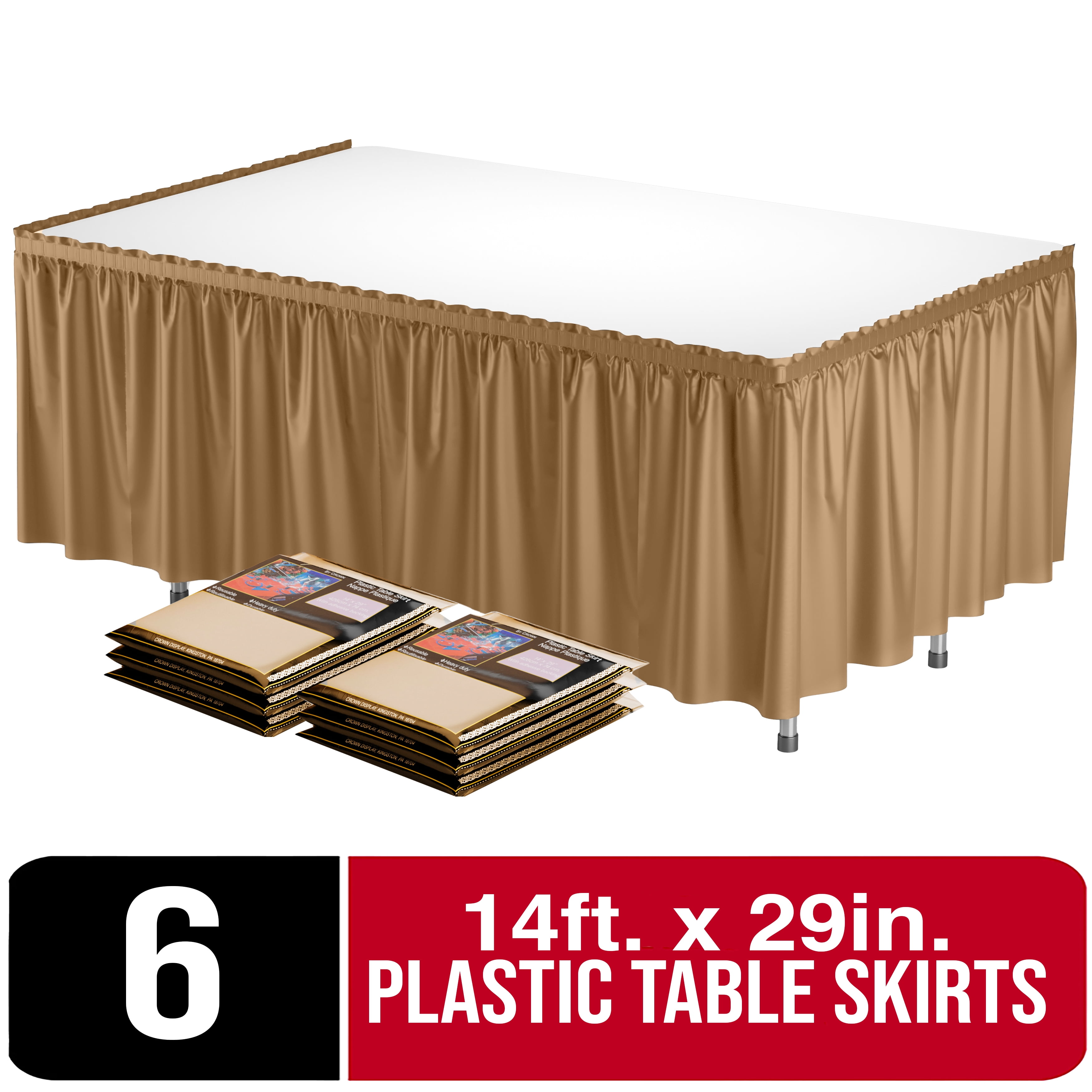 6Pack of Exquisite Gold Plastic Table Skirts Each 14 Ft. Long x 29 Inch Wide