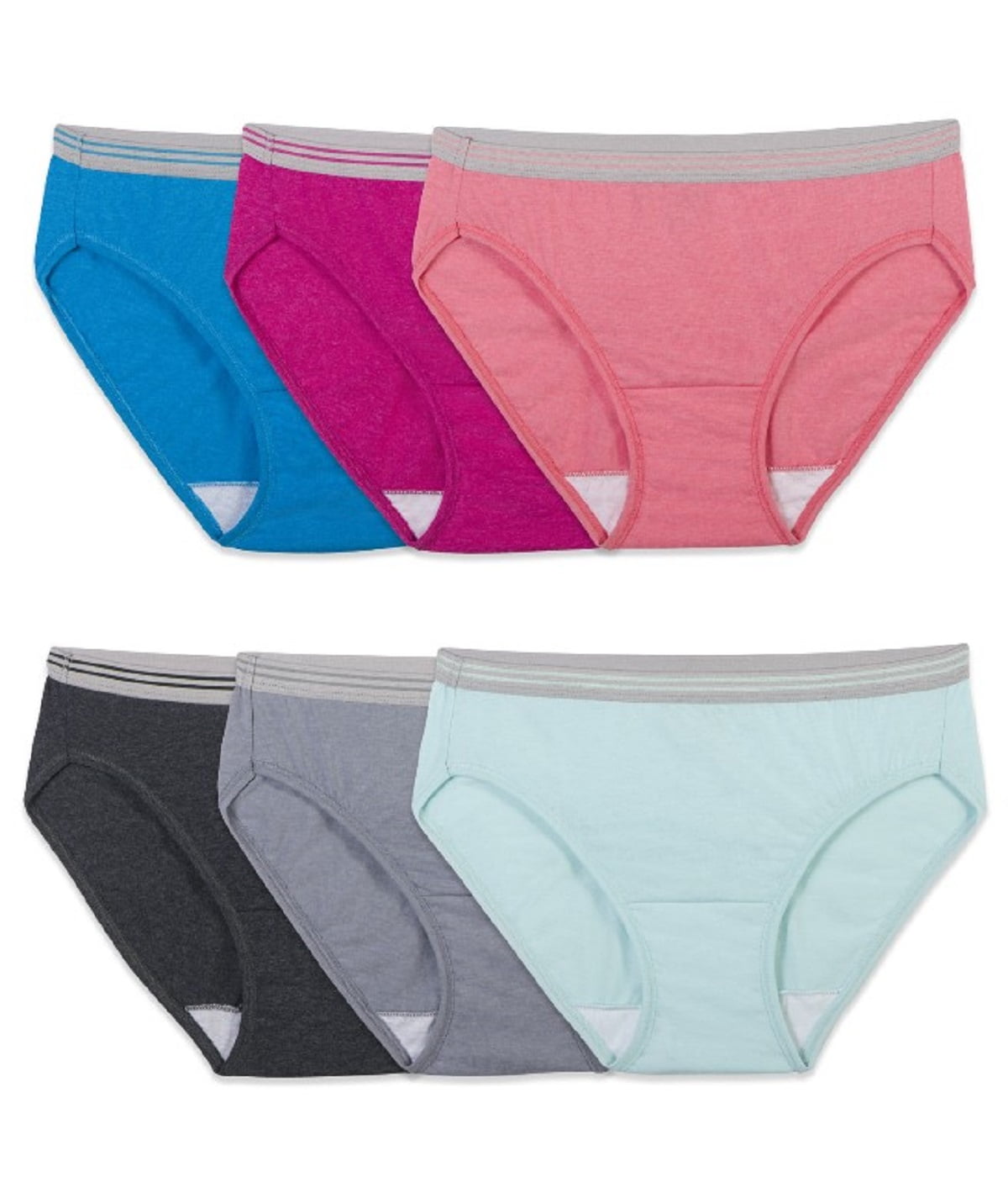 6 Pack of Fruit of the Loom Women’s Underwear Cotton Bikini Panty  Multipack, Assorted, 7