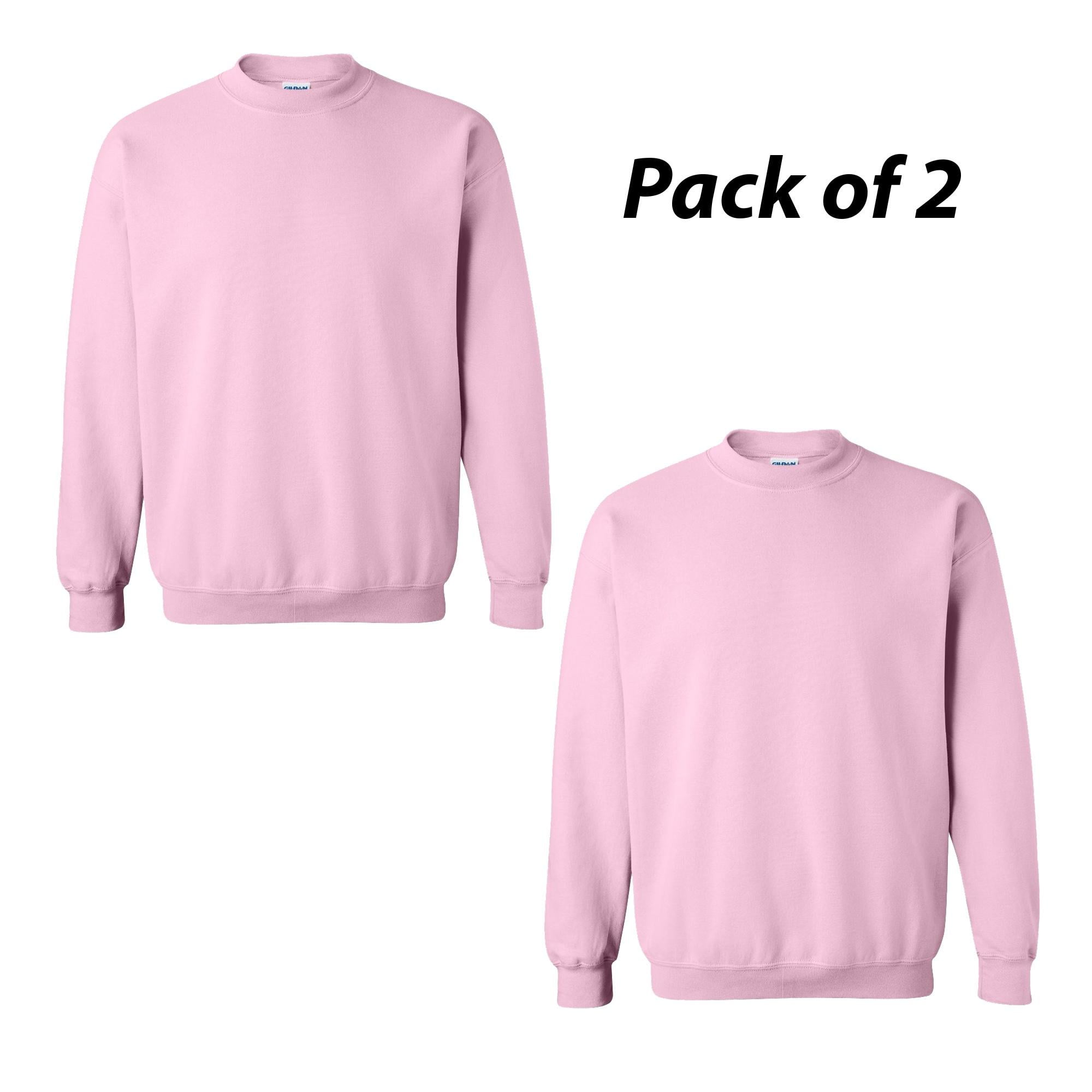2 Pack of Gildan Heavy Blend Crewneck Sweatshirt Classic Comfort for Men and Women Color Light Pink 8 oz 50 50 Cotton Polyester Walmart