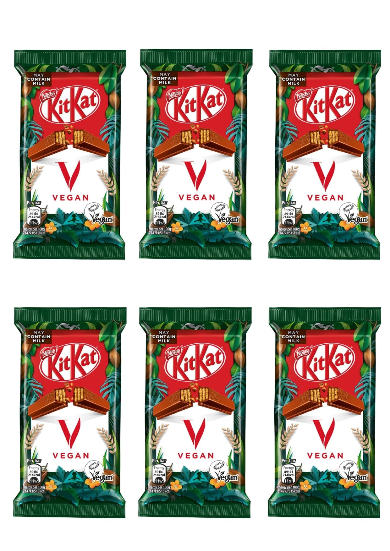 6 Pack of Kitkat IRF13 Vegan Plant based chocolate candy bar 41,5 gr Dairy Free Bars, Healthy Chocolate