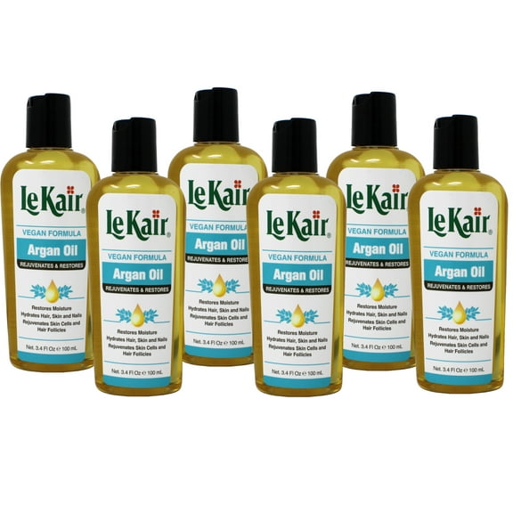 6 Pack of LeKair Argan Oil Hair & Body Oil - Vegan Formula 3.4 Ounce