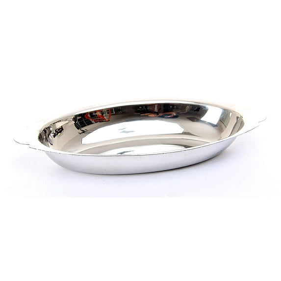 6 Pack of Stainless Steel Au Gratin Dish 16 Ounce Oval Stainless Steel 16 Oz.