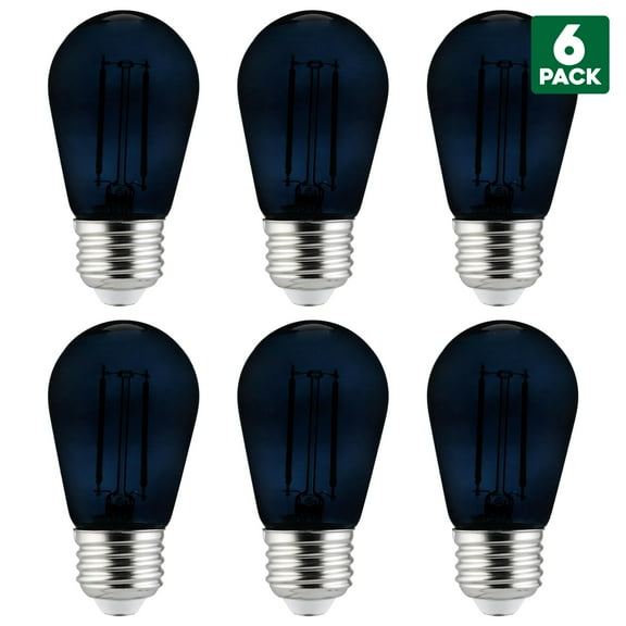 6-Pack of Sunlite LED Transparent Black Colored Medium Base (E26) Bulb - Parties, Decorative, and Holiday 15,000 Hours Average Life