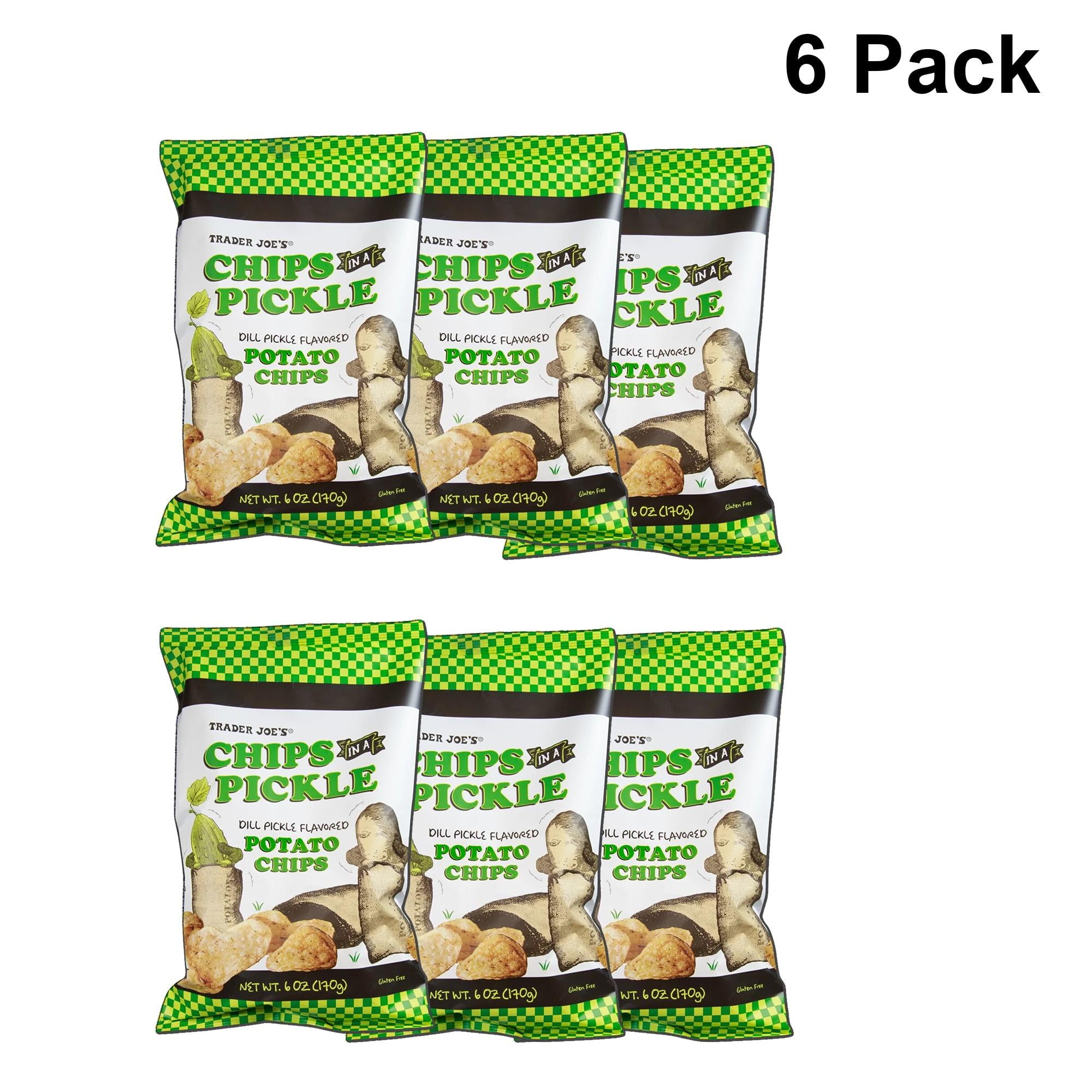 6 Pack of Trader Joe's Chips in a Pickle Dill Flavoured Potato | 6