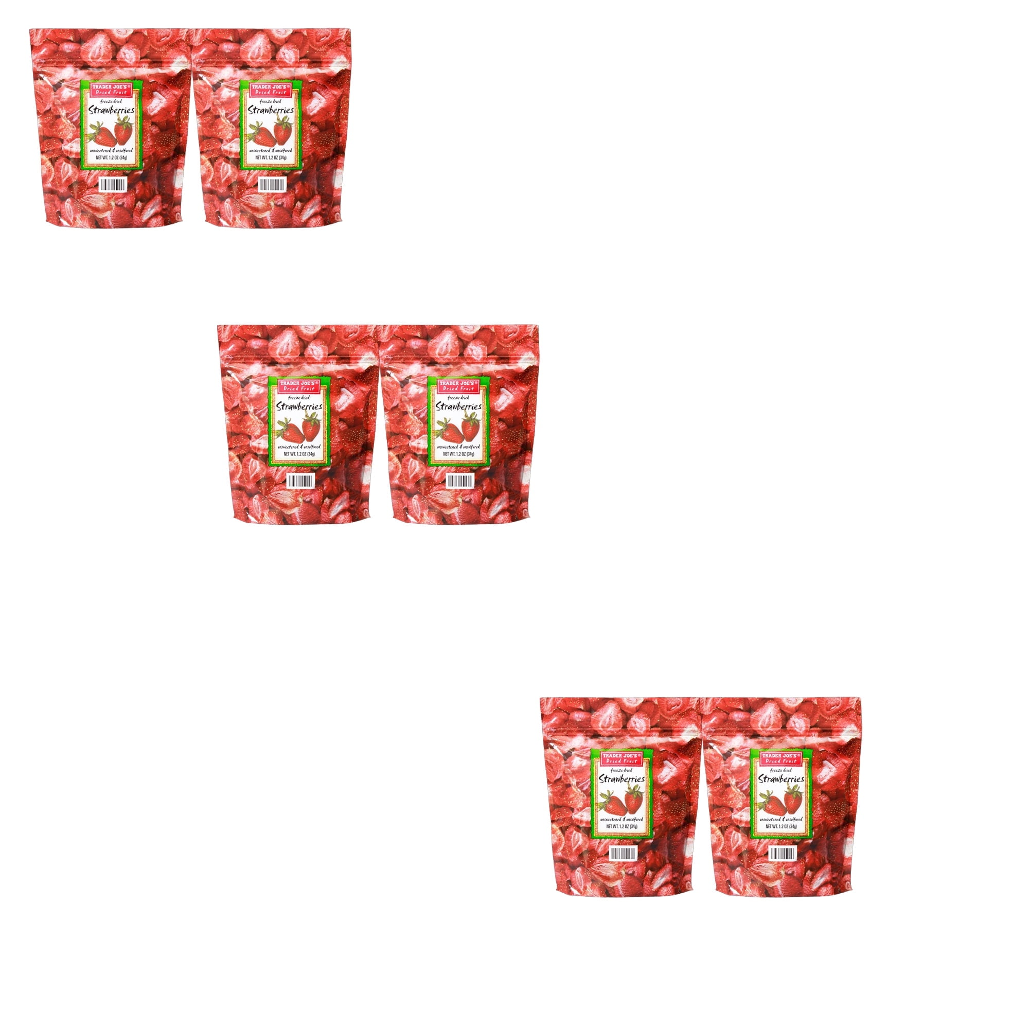 6 Pack of Trader Joe’s - Freeze Dried Strawberries | (1.2Ounce) a Pack | Buy from RADYAN