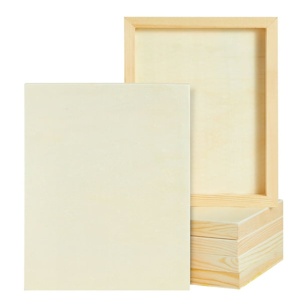 6 Pack of Unfinished Wood Canvas Boards for Painting, 8x10 Inch Deep