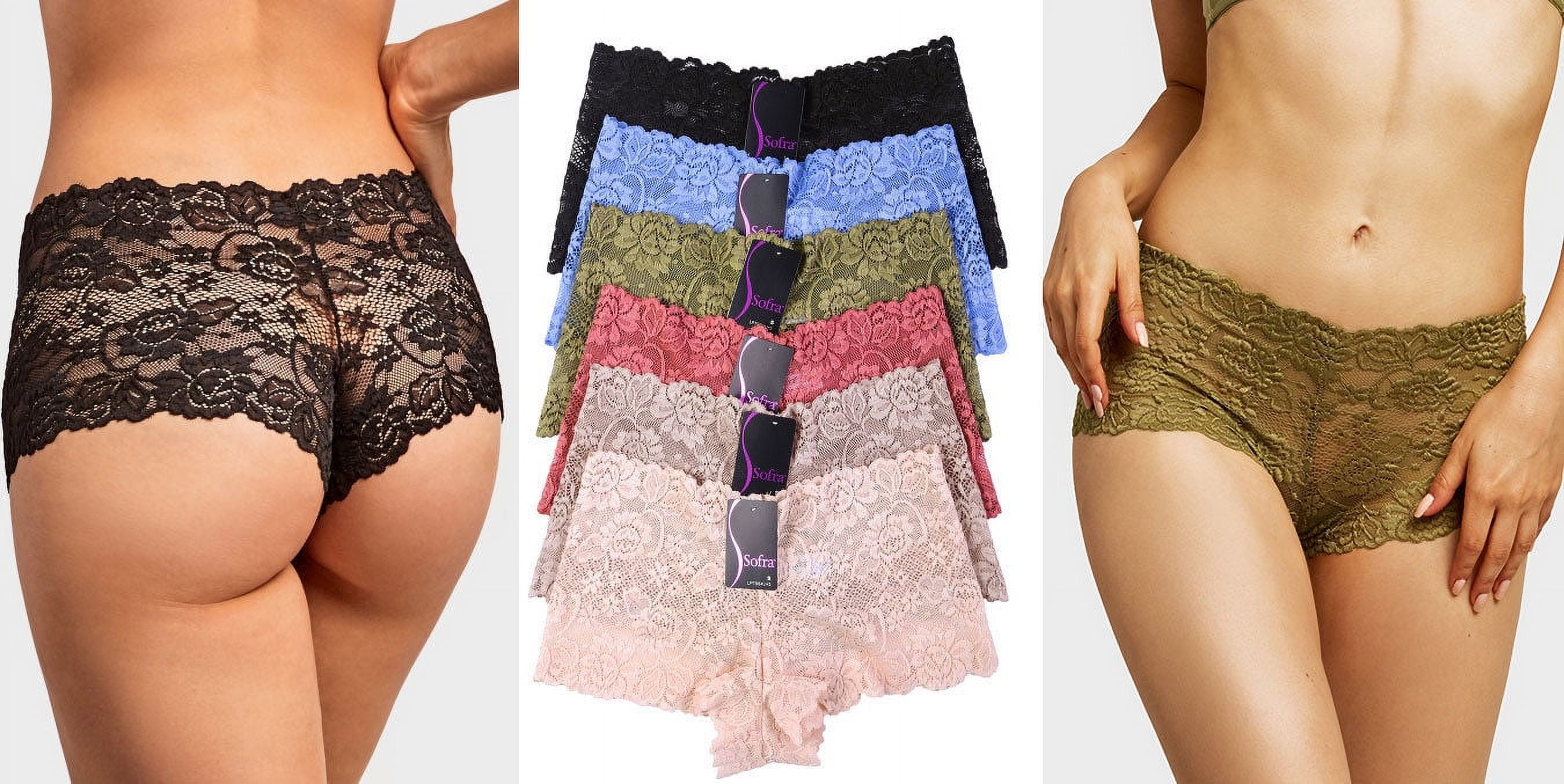 6 Pack of Women Hipster Panties Floral Lace Boyshorts Cheeky Underwear  Bikini 