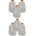 thumbnail image 1 of (6 Pack x 32 Oz Ea) Mini Milk Jugs Plastic With Orange Snap On Lid, Empty Milk/Juice Jugs, Use For Milk, Brews, Juice, Teas, Easy Grip Easy Pour Pitcher Elderly, 1 of 2
