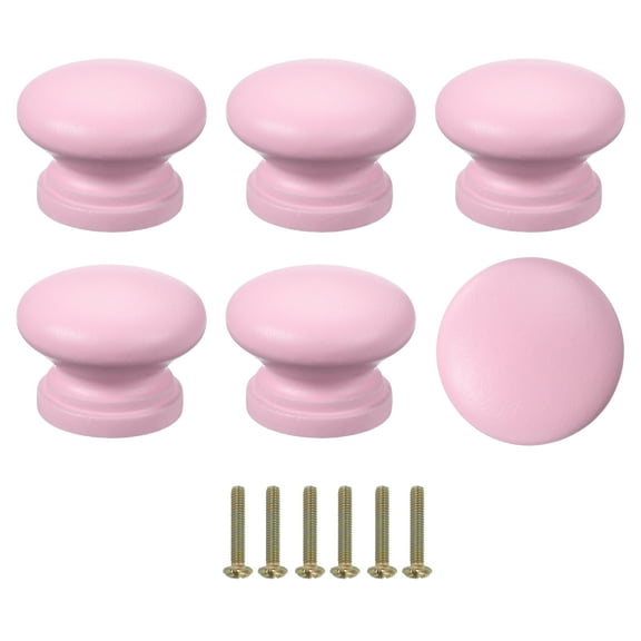6 PackDrawer Knobs, Round Dresser Pulls, Decorative Drawer Knobs with Screw, Pink
