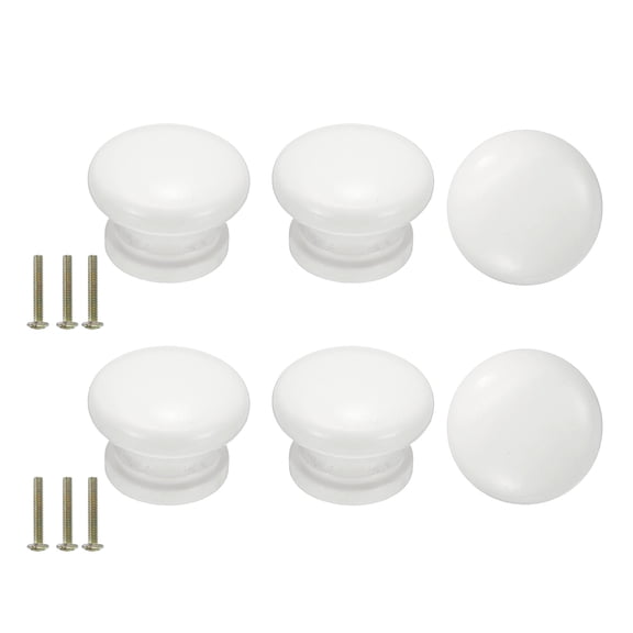 6 PackDrawer Knobs, Round Dresser Pulls, Decorative Drawer Knobs with Screw, White