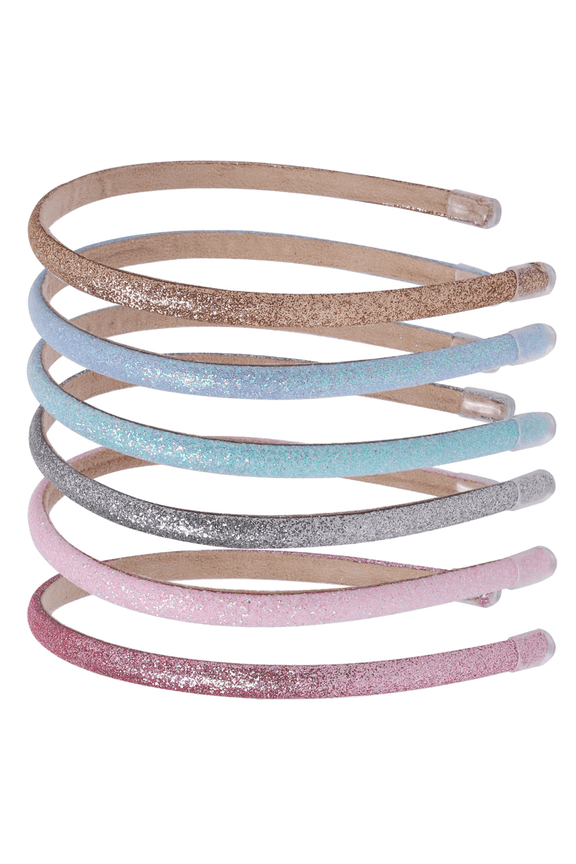 6 PackThin Glitter Headbands for Girls and Women, Non-slip Upgraded Sequin Headband with Soft Fabric Cover
