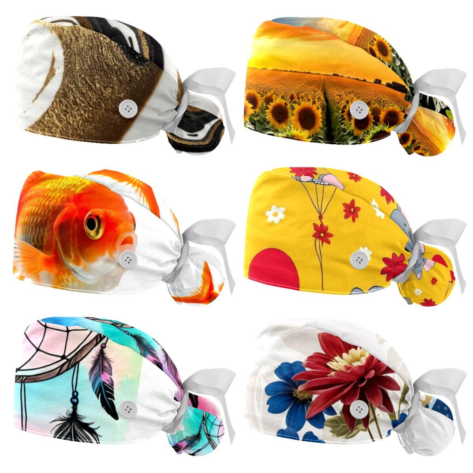 6 Packed，Elephant balloon，Scrub caps women,Ponytail scrub cap,Cute