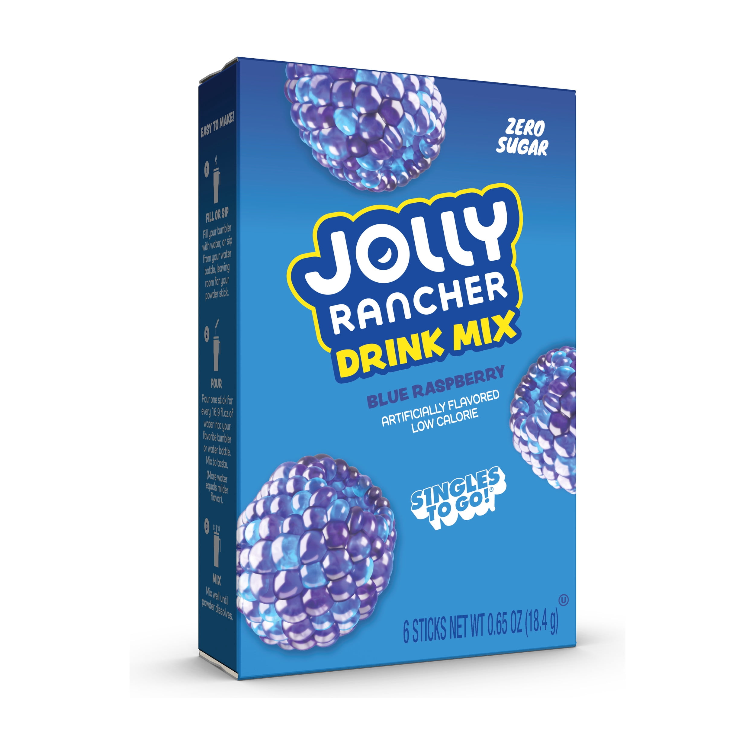 Jolly Rancher Rancher Singles To Go Water Drink Mix, Blue Raspberry, 12 Boxes With 6 Packets Each