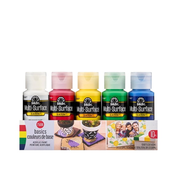 FolkArt Basics Multi-Surface Acrylic Paint Set, 6 Packs: 10 ct. (60 total)