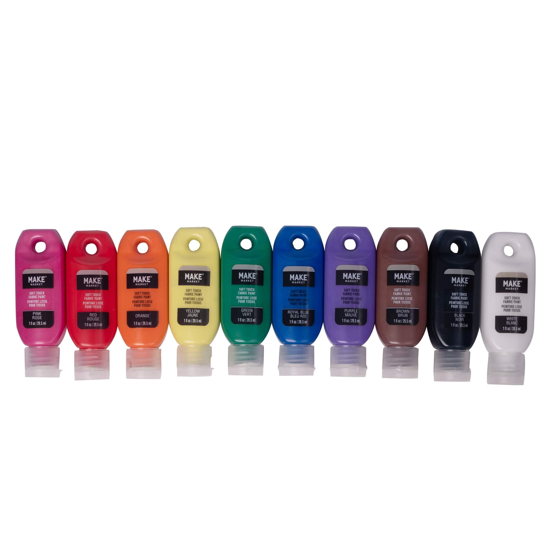6 Packs: 10 ct. (60 total) Rainbow Soft Touch Fabric Paint by Make Market