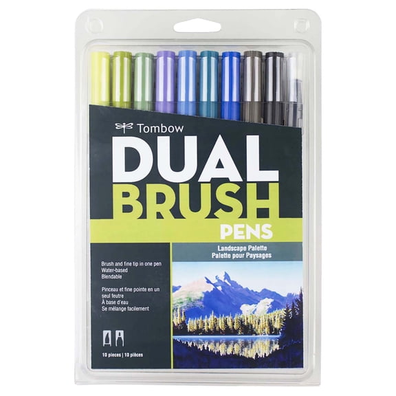 6 Packs: 10 ct. (60 total) Tombow Landscape Dual Brush Pens