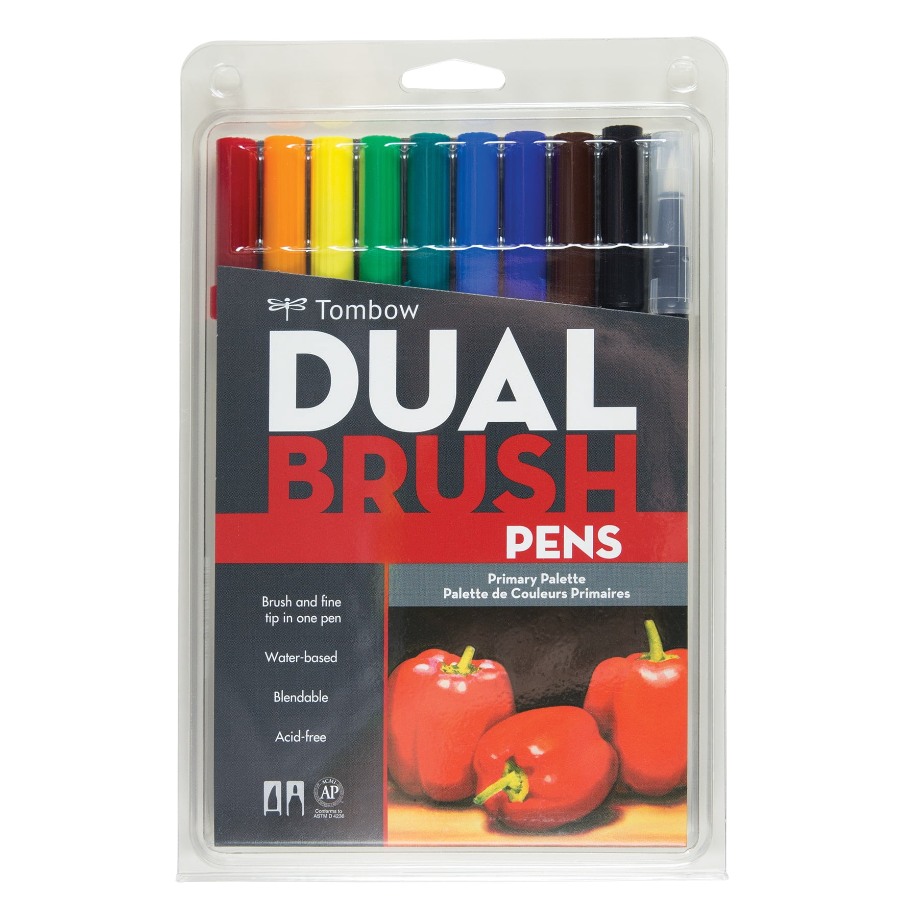 Tombow Primary Palette Dual Brush Pen Set, 6 Packs: 10 ct. (60 total)