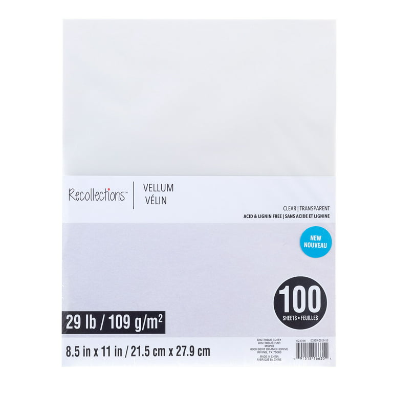 Vellum Paper for Invitations Translucent Sheets (White 12x12 in 100 Sheets)