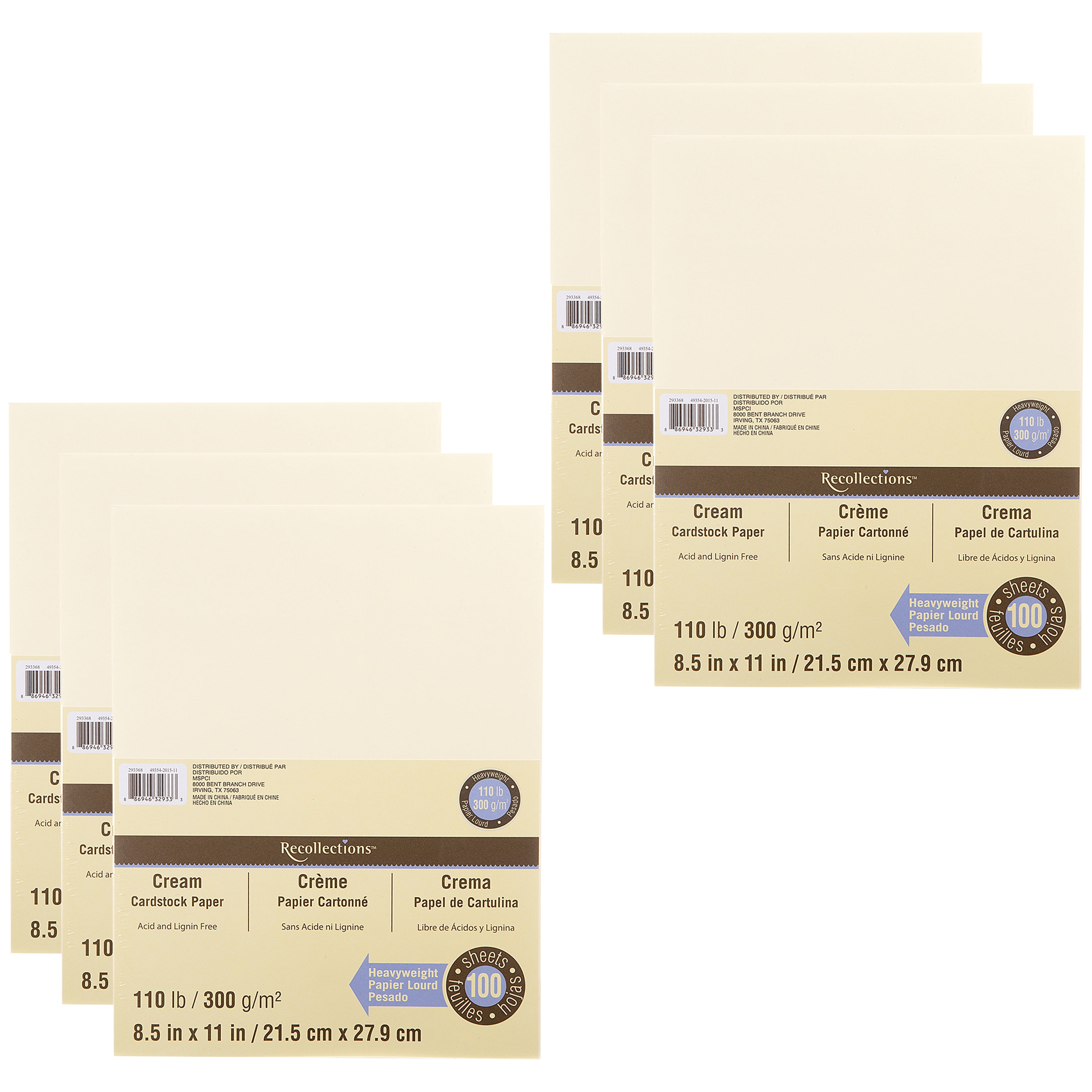 Recollections Cream Heavyweight 8.5" x 11" Cardstock Paper, 6 Packs: 100 ct. (600 total)
