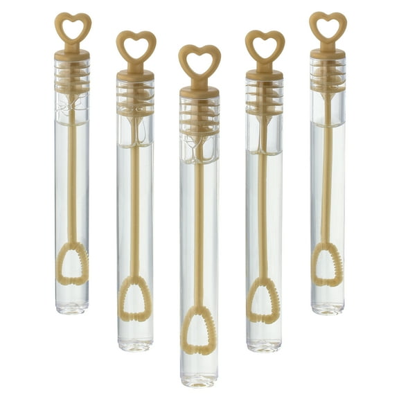 6 Packs: 100 ct. (600 total) Gold & Clear Heart Bubble Wands by Celebrate It