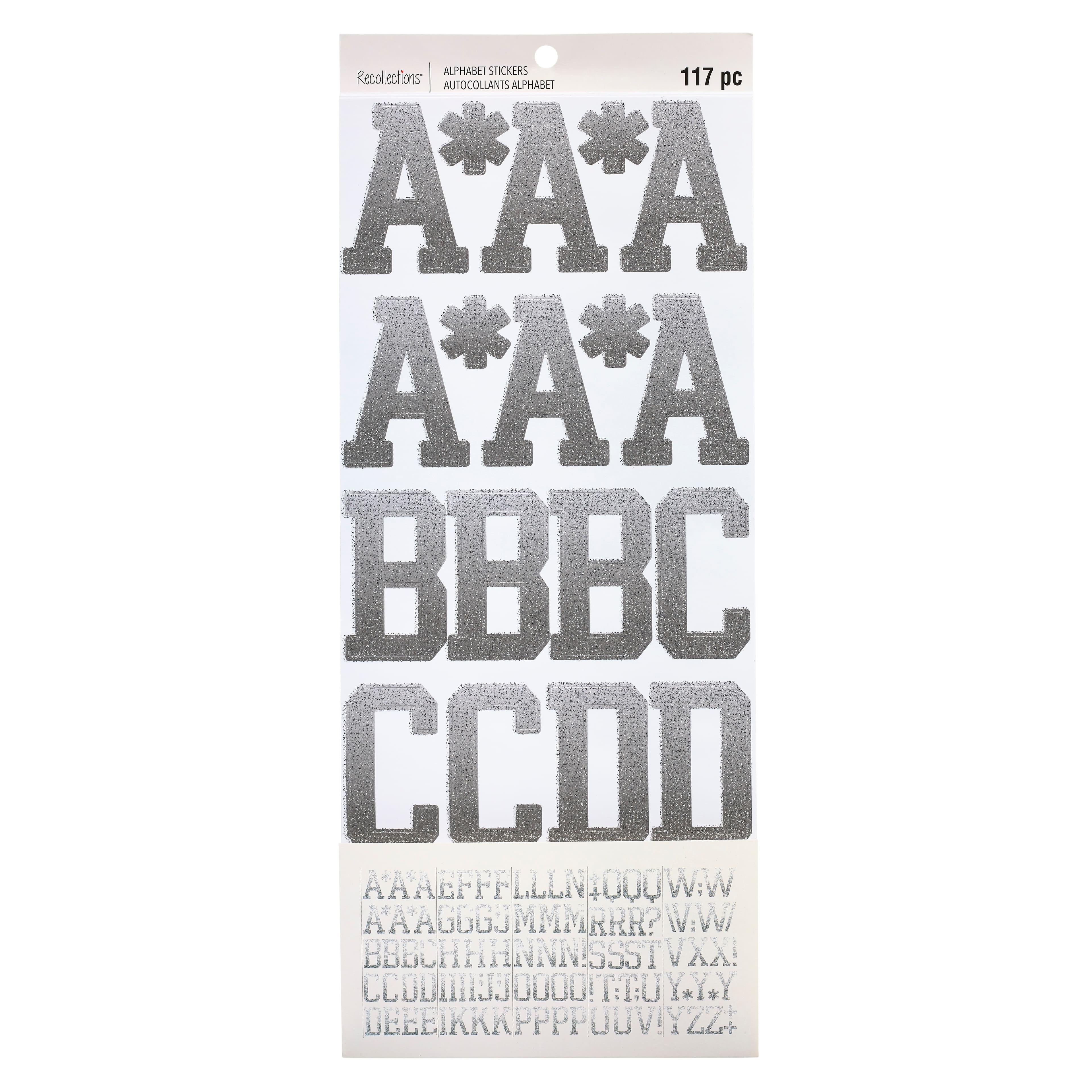 Recollections Silver Glitter Ombre Alphabet Stickers, 6 Packs: 117 ct. (702 total)