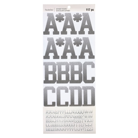 Recollections Silver Glitter Ombre Alphabet Stickers, 6 Packs: 117 ct. (702 total)