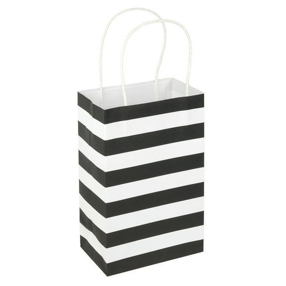 8 Packs: 13 ct. (104 total) Small Black & White Striped Gift Bags by Celebrate It