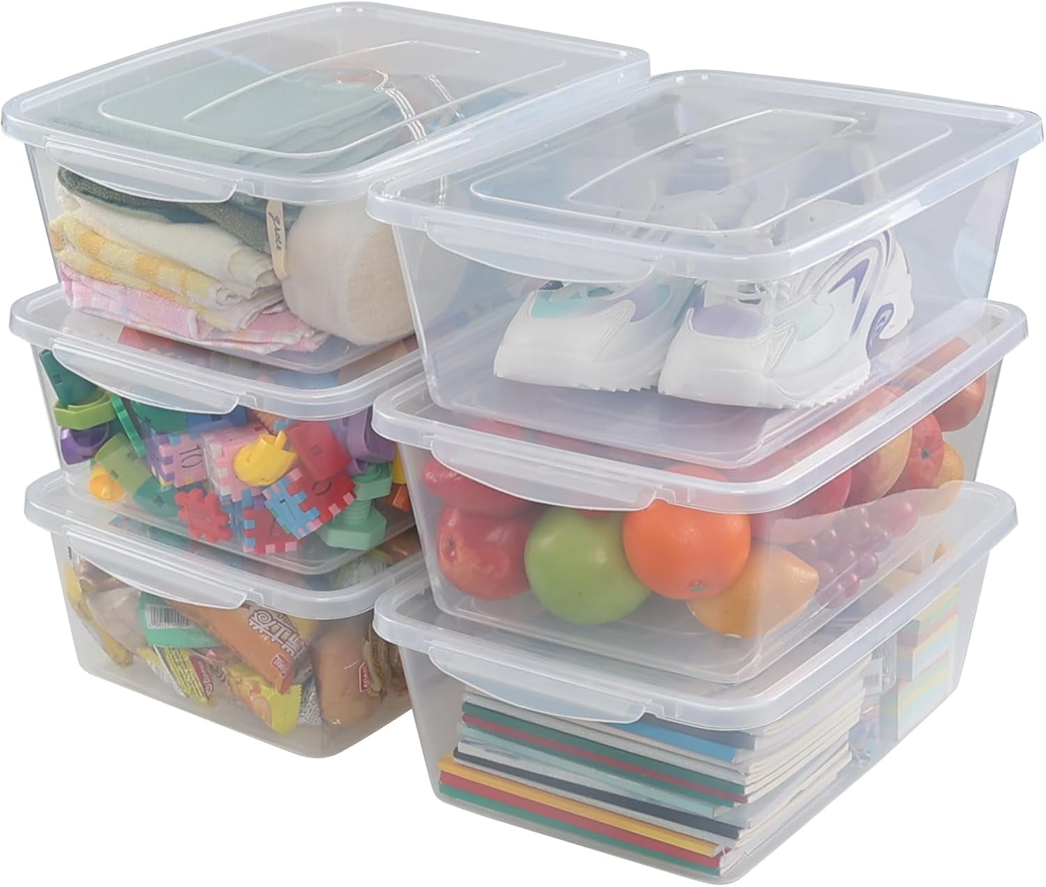 6 Packs 16 L Clear Plastic Storage Bin with Lid - Walmart.com