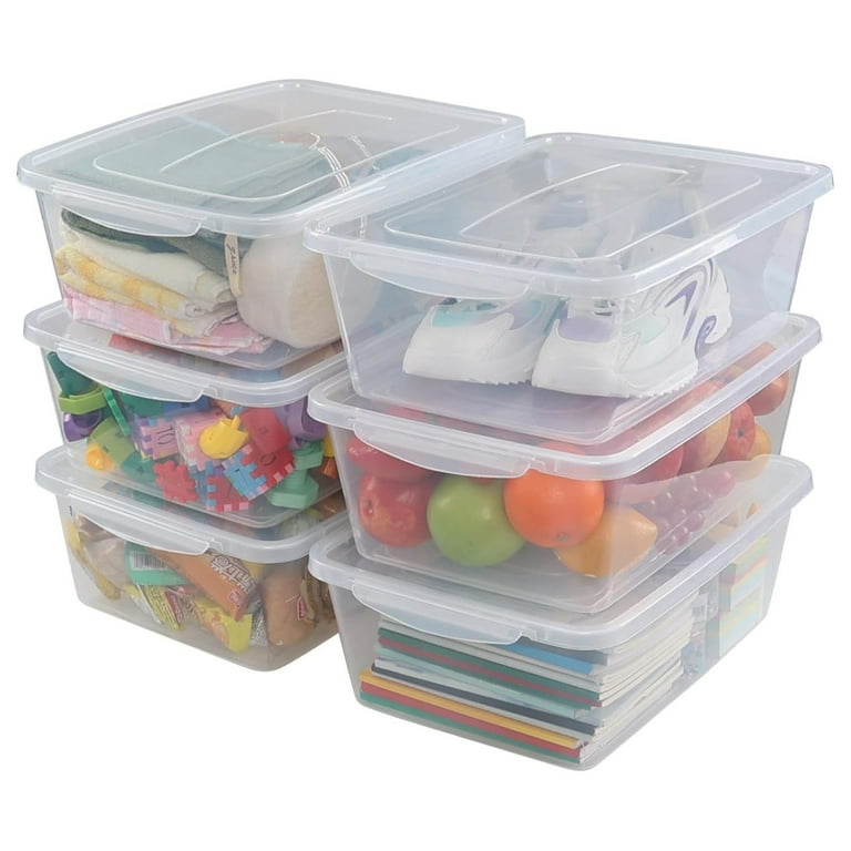 6 Packs 16 L Clear Plastic Storage Bin with Lid - Walmart.com