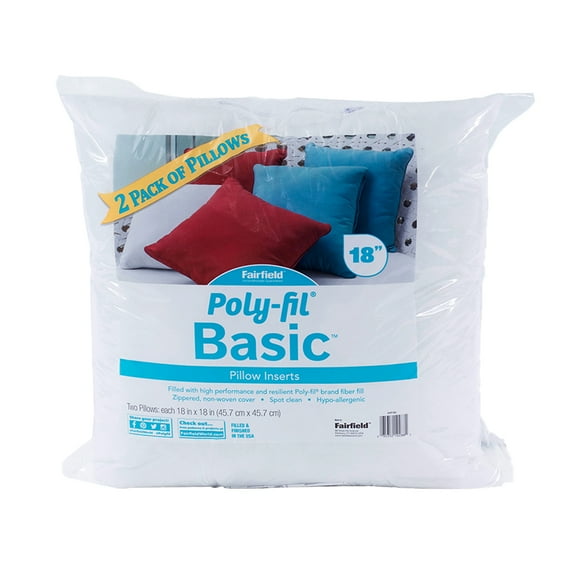 6 Packs: 2 ct. (12 total) Fairfield Poly-Fil Basic Pillow Insert - 18" x 18"