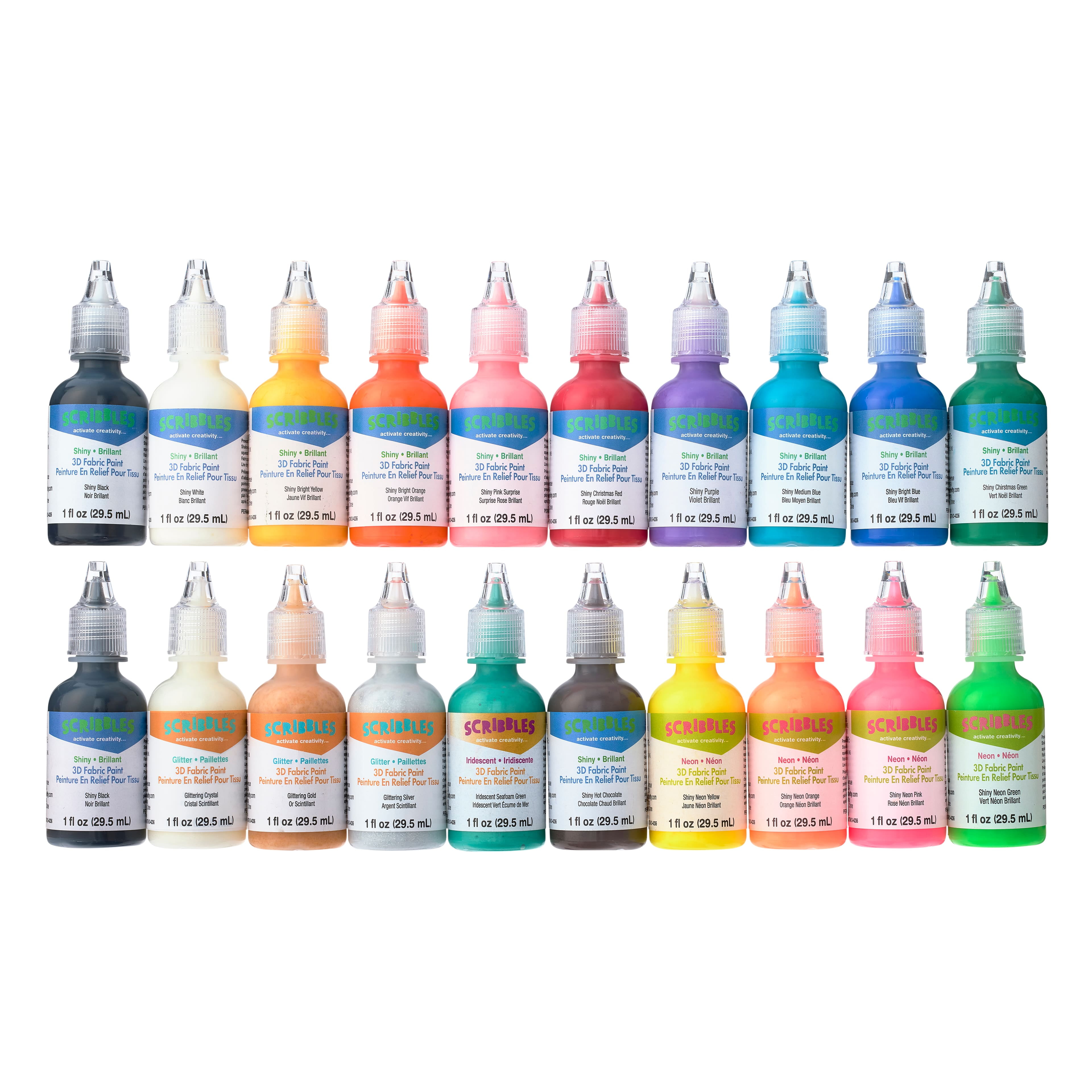 Scribbles Shiny Rainbow 3D Fabric Paint, 6 Packs: 20 ct. (120 total)