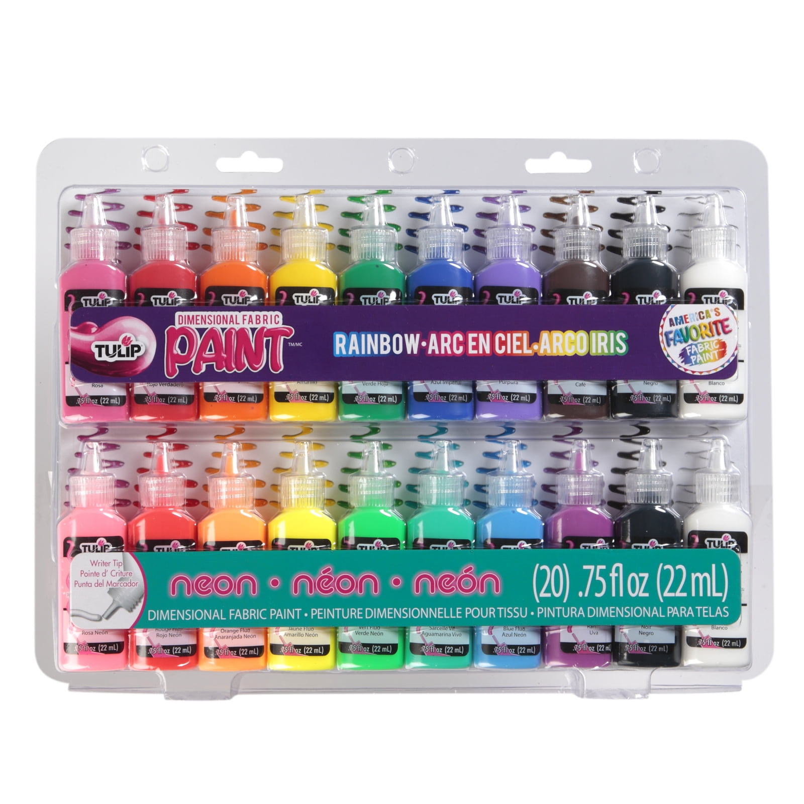 Tulip Rainbow & Neon Dimensional Fabric Paint, 6 Packs: 20 ct. (120 total)